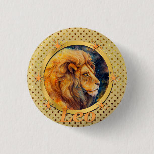 Gold Leo Zodiac Horoscope A Motivational Inspiring 1 Inch Round Button