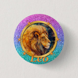 Gold Leo Zodiac Horoscope A Motivational Inspiring 1 Inch Round Button