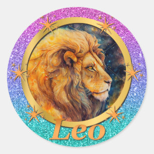 Gold Leo Zodiac Horoscope A Motivational Inspiring Classic Round Sticker