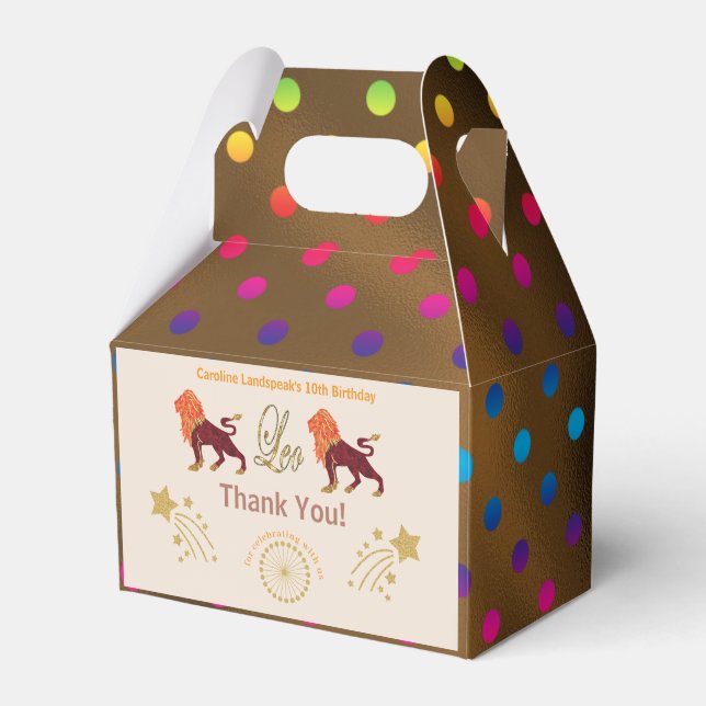 Gold Leo Zodiac multicolored confetti  Favor Box (Front Side)