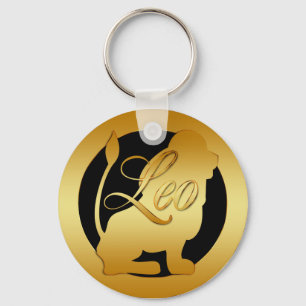 GOLD LEO ZODIAC SIGN KEYCHAIN