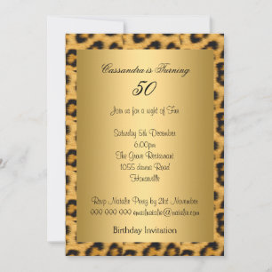Gold Leopard 50th Birthday Invitation