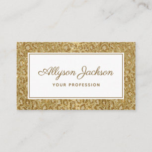 Gold Leopard Glitter Business Card