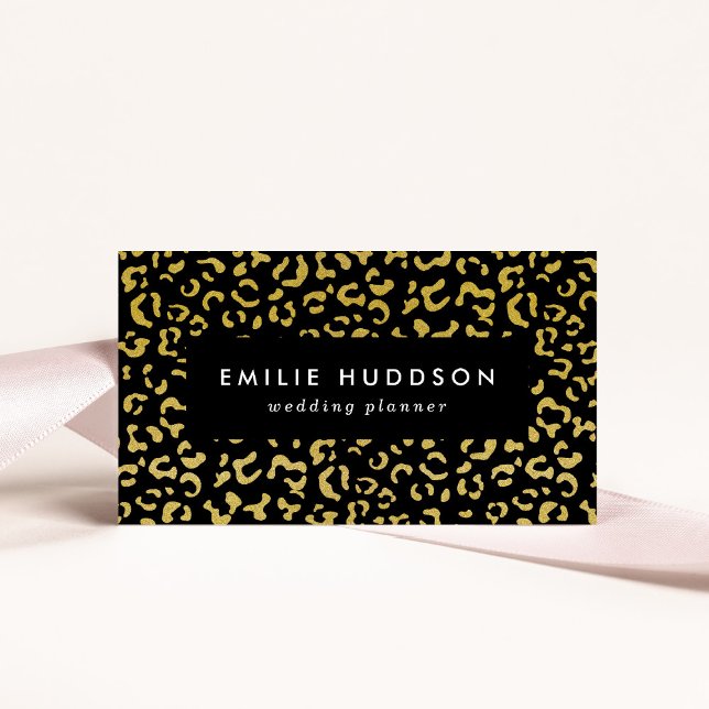 Gold Leopard, Gold Glitter, Leopard Pattern Business Card (Creator Uploaded)