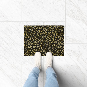 Gold Leopard, Gold Glitter, Leopard Pattern Doormat