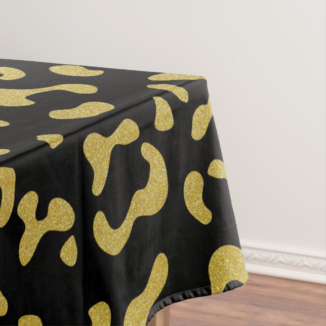 Gold Leopard, Gold Glitter, Leopard Pattern Tablecloth (In Situ)