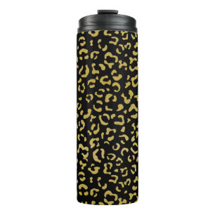 Gold Leopard, Gold Glitter, Leopard Pattern Thermal Tumbler