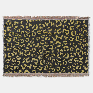 Gold Leopard, Gold Glitter, Leopard Pattern Throw Blanket