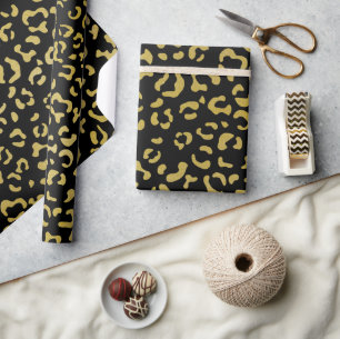 Gold Leopard, Gold Glitter, Leopard Pattern Wrapping Paper