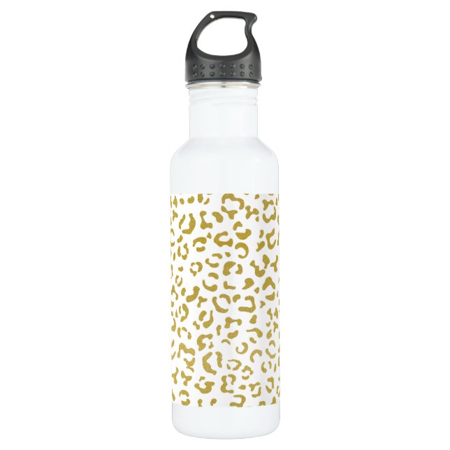 Gold Leopard, Gold Glitter, Leopard Print 710 Ml Water Bottle (Front)
