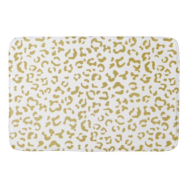 Gold Leopard, Gold Glitter, Leopard Print Bath Mat (Front)