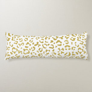 Gold Leopard, Gold Glitter, Leopard Print Body Pillow
