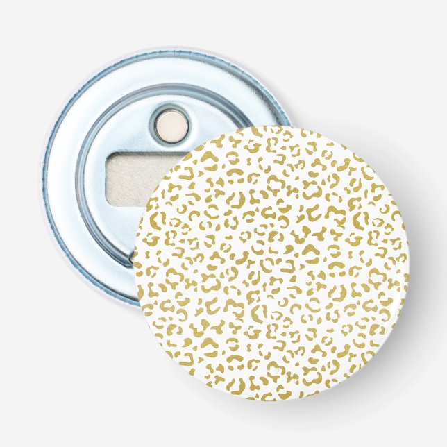 Gold Leopard, Gold Glitter, Leopard Print Bottle Opener (Front)