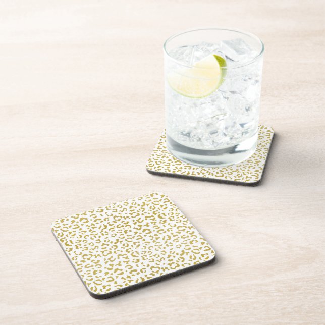 Gold Leopard, Gold Glitter, Leopard Print Coaster (Right Side)