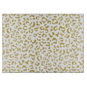 Gold Leopard, Gold Glitter, Leopard Print Cutting Board