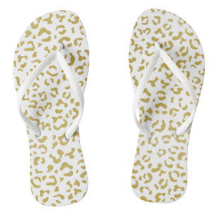 Gold Leopard, Gold Glitter, Leopard Print Flip Flops