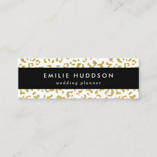 Gold Leopard, Gold Glitter, Leopard Print Mini Business Card