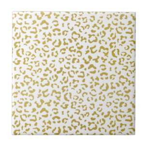 Gold Leopard, Gold Glitter, Leopard Print Tile