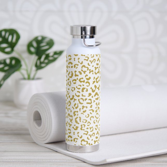 Gold Leopard, Gold Glitter, Leopard Print Water Bottle (Yoga)