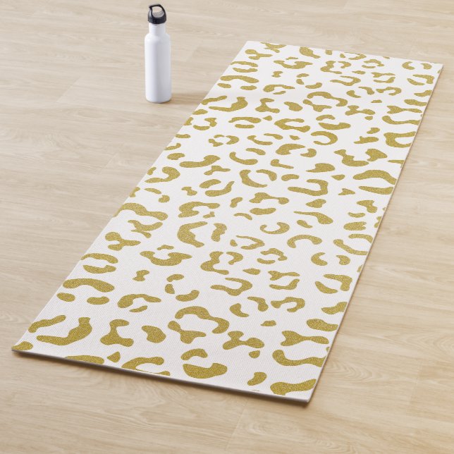 Gold Leopard, Gold Glitter, Leopard Print Yoga Mat (In Situ)