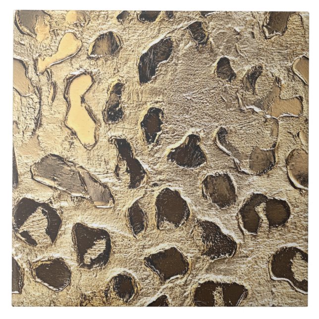 Gold Leopard Metallic Animal Spots Tile (Front)