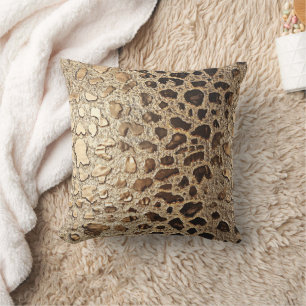 Gold Leopard Metallic Spots Throw Pillow