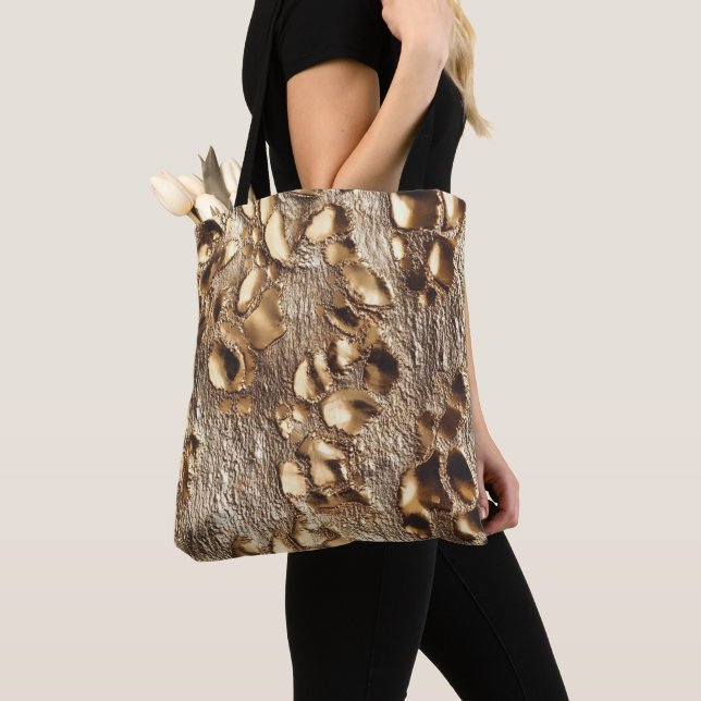 Gold Leopard Metallic Spots Tote Bag (Close Up)