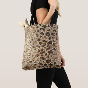 Gold Leopard Metallic Spots Tote Bag