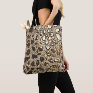 Gold Leopard Metallic Spots Tote Bag