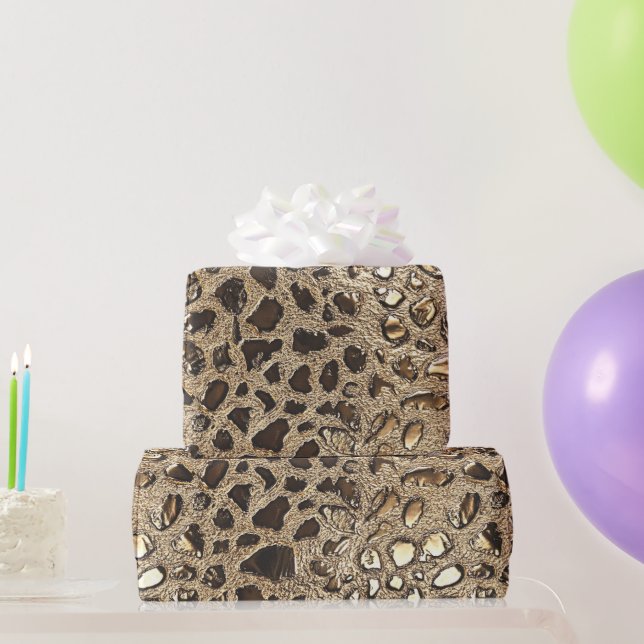 Gold Leopard Metallic Spots Wrapping Paper (Party Gifts)