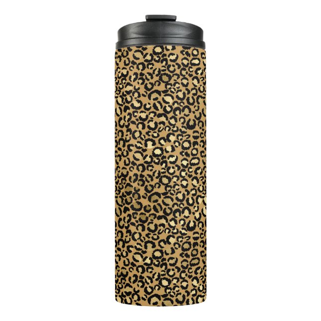 Gold Leopard Pattern Thermal Tumbler (Front)