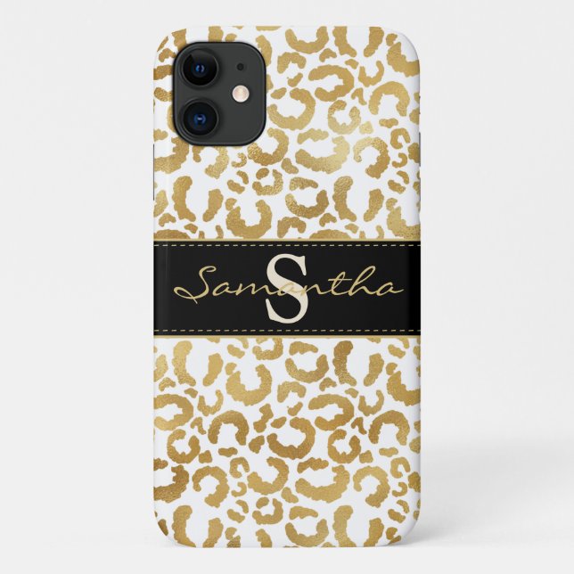 Gold leopard print custom Case-Mate iPhone case (Back)