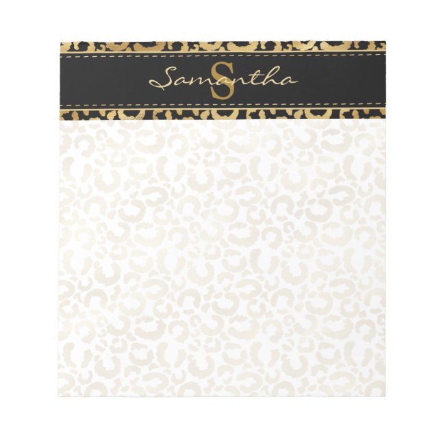 Gold leopard print custom notepad (Front)