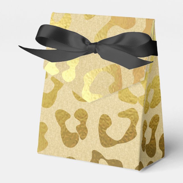 Gold Leopard Print Gift Favour Box (Front Side)