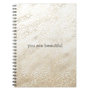 Gold Leopard Print Khaki Cream Beige Watercolor Notebook