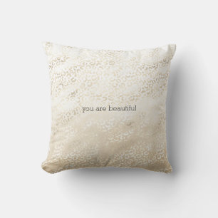 Gold Leopard Print Khaki Cream Beige Watercolor Throw Pillow