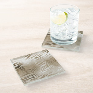 Gold Leopard Print Ombre Glass Coaster