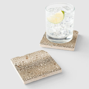 Gold Leopard Print Ombre Stone Coaster