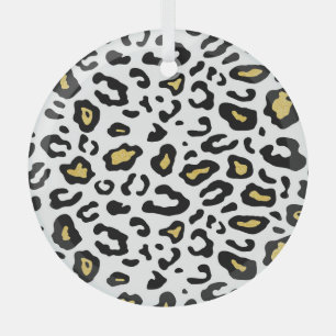 Gold leopard print, seamless pattern. glass ornament