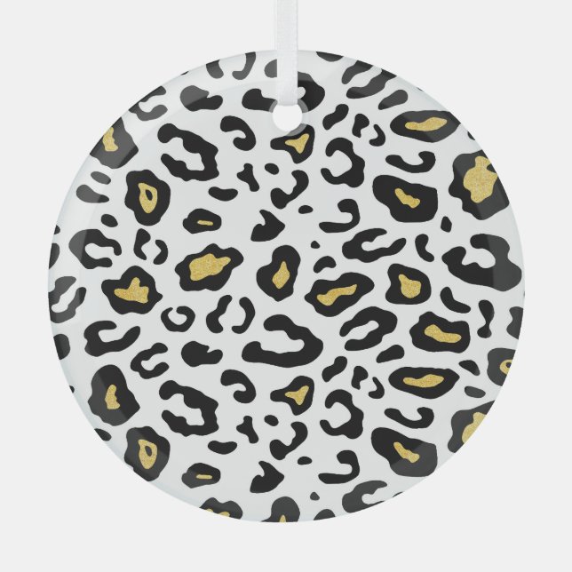 Gold leopard print, seamless pattern. glass ornament (Front)