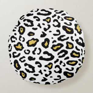 Gold leopard print, seamless pattern. round pillow