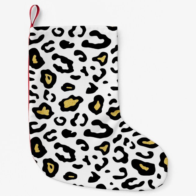 Gold leopard print, seamless pattern. small christmas stocking (Front)