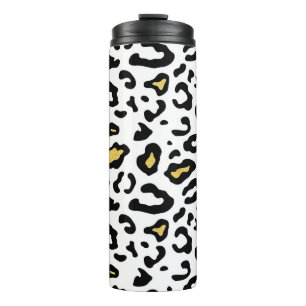 Gold leopard print, seamless pattern. thermal tumbler