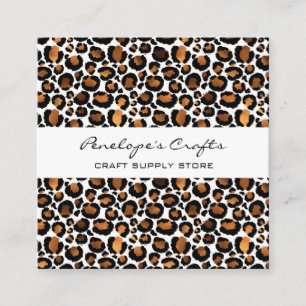 Gold Leopard Print Square Business Card