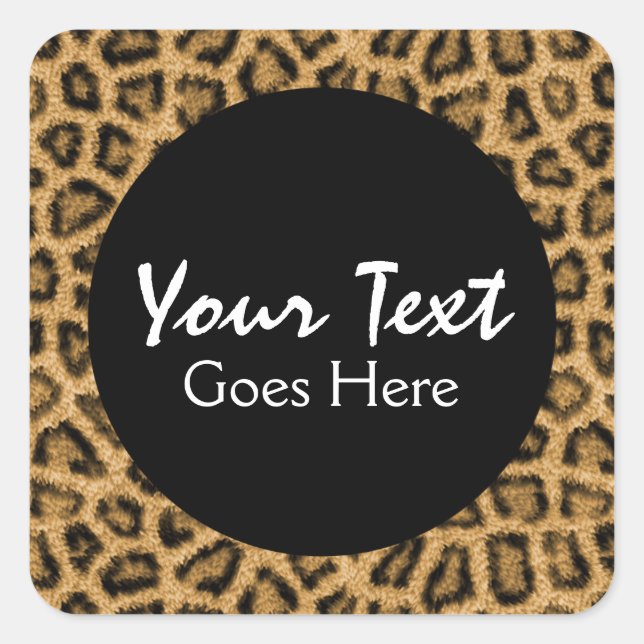 Gold Leopard Print Trendy Fur Pattern Wild Animal Square Sticker (Front)