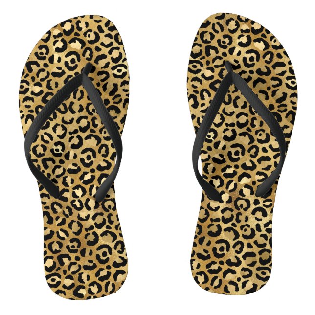Gold Leopard shoes Flip Flops (Footbed)