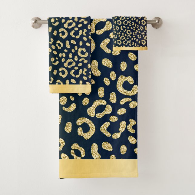 Gold Leopard-skin Spots  Bath Towel Set (Insitu)