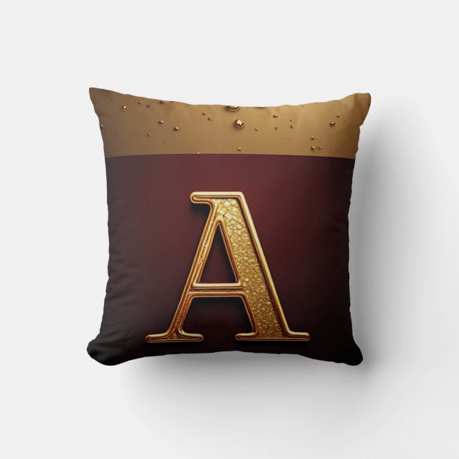 Gold Letter A Monogram With Dripping Metall Throw Pillow (Front)