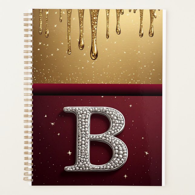 Gold Letter B Monogram With Dripping Metall Planner (Front)