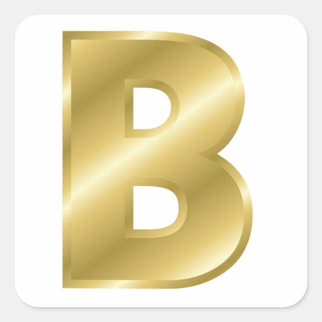 Gold Letter B Square Sticker (Front)